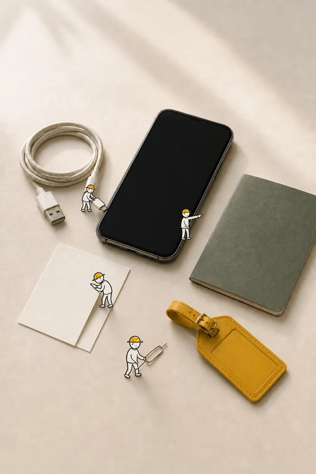 A phone and notebook for trip planning