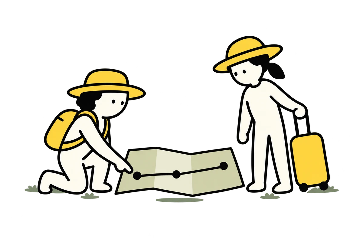 Travellers check all three stops on a route