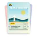 Aland Islands eSIM travel pass showing 1 to 20GB data, valid for 7 to 30 days.