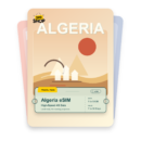 Algeria eSIM travel pass showing 1 to 50GB data, valid for 7 to 30 days.