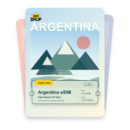 Argentina eSIM travel pass showing 1 to 20GB data, valid for 7 to 30 days.