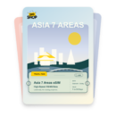 Asia 7 Areas eSIM travel pass showing Standard + GB/day data, valid for 1 to 30 days.