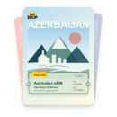 Azerbaijan eSIM travel pass showing 1 to 20GB data, valid for 7 to 30 days.