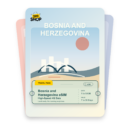 Bosnia and Herzegovina eSIM travel pass showing 1 to 50GB data, valid for 7 to 30 days.