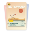 Botswana eSIM travel pass showing 1 to 20GB data, valid for 7 to 30 days.