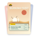 Burkina Faso eSIM travel pass showing 1 to 20GB data, valid for 7 to 30 days.
