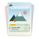 Canada eSIM travel pass showing 1 to 50GB data, valid for 7 to 30 days.