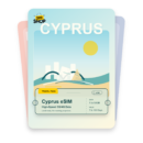 Cyprus eSIM travel pass showing 1 to 50GB data, valid for 7 to 180 days.