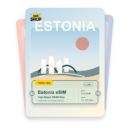 Estonia eSIM travel pass showing 1 to 50GB data, valid for 7 to 180 days.