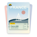 France eSIM travel pass showing 1 to 50GB data, valid for 7 to 180 days.