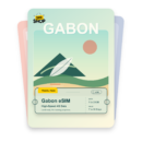 Gabon eSIM travel pass showing 1 to 20GB data, valid for 7 to 30 days.
