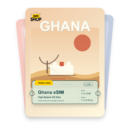 Ghana eSIM travel pass showing 1 to 20GB data, valid for 7 to 30 days.