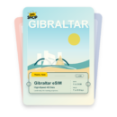 Gibraltar eSIM travel pass showing 1 to 20GB data, valid for 7 to 30 days.