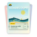 Guadeloupe eSIM travel pass showing 1 to 20GB data, valid for 7 to 30 days.