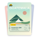 Guatemala eSIM travel pass showing 1 to 20GB data, valid for 7 to 30 days.