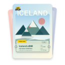 Iceland eSIM travel pass showing 1 to 50GB data, valid for 7 to 180 days.