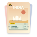 India eSIM travel pass showing 1 to 50GB data, valid for 7 to 30 days.