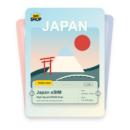 Japan eSIM travel pass showing Standard + GB/day data, valid for 1 to 180 days.