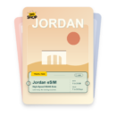 Jordan eSIM travel pass showing 1 to 20GB data, valid for 7 to 30 days.