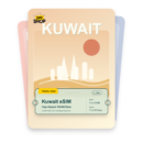 Kuwait eSIM travel pass showing 1 to 20GB data, valid for 7 to 30 days.