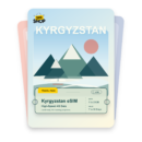 Kyrgyzstan eSIM travel pass showing 1 to 20GB data, valid for 7 to 30 days.
