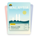 Malaysia eSIM travel pass showing 1 to 50GB data, valid for 7 to 180 days.