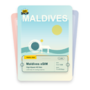 Maldives eSIM travel pass showing 1 to 10GB data, valid for 7 to 30 days.