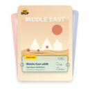 Middle East eSIM travel pass showing 1 to 5GB data, valid for 7 to 30 days.