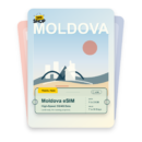 Moldova eSIM travel pass showing 1 to 20GB data, valid for 7 to 30 days.