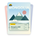 Mongolia eSIM travel pass showing 1 to 20GB data, valid for 7 to 30 days.