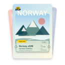Norway eSIM travel pass showing 1 to 50GB data, valid for 7 to 180 days.