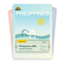 Philippines eSIM travel pass showing 1 to 50GB data, valid for 7 to 180 days.