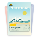 Portugal eSIM travel pass showing 1 to 50GB data, valid for 7 to 30 days.