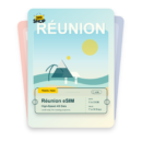 Reunion eSIM travel pass showing 1 to 20GB data, valid for 7 to 30 days.