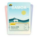 Samoa eSIM travel pass showing 1 to 5GB data, valid for 7 to 30 days.