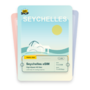 Seychelles eSIM travel pass showing 1 to 20GB data, valid for 7 to 30 days.