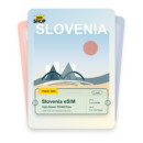 Slovenia eSIM travel pass showing 1 to 50GB data, valid for 7 to 180 days.