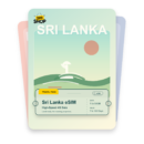 Sri Lanka eSIM travel pass showing 1 to 50GB data, valid for 7 to 180 days.