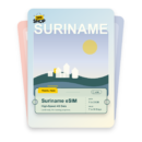Suriname eSIM travel pass showing 1 to 20GB data, valid for 7 to 30 days.