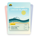 Turks and Caicos Islands eSIM travel pass showing 1 to 20GB data, valid for 7 to 30 days.