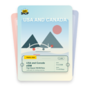 USA and Canada eSIM travel pass showing 1 to 20GB data, valid for 7 to 30 days.