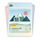 Uzbekistan eSIM travel pass showing 1 to 20GB data, valid for 7 to 30 days.