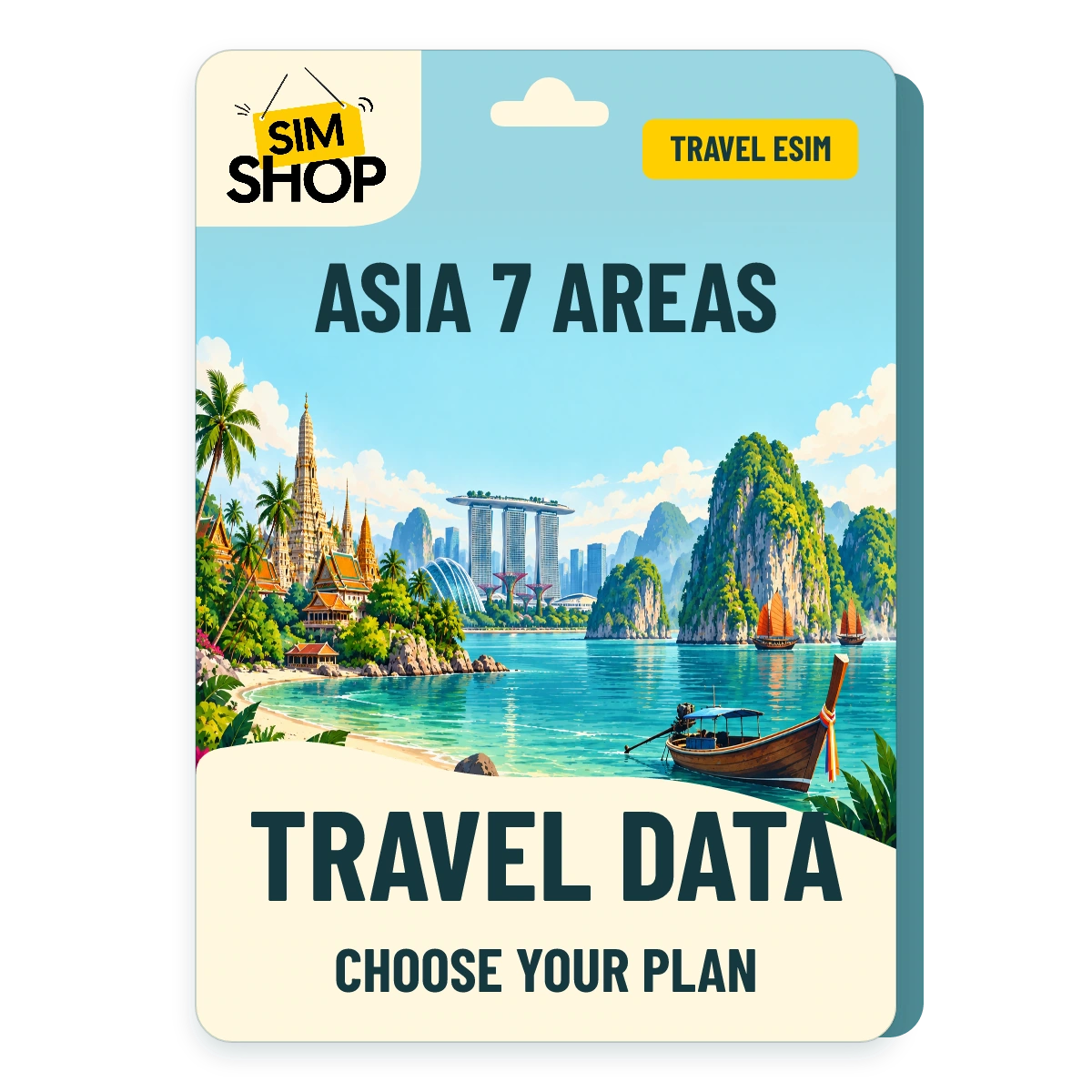 Asia 7 Areas eSIM. Choose your plan.